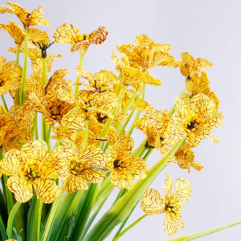 JEMONG 12 Bundles Artificial Flowers Outdoor UV Resistant Flowers No Fade Faux Plastic Plants Garden Porch Window Box Decorating (Yellow) - Image 2